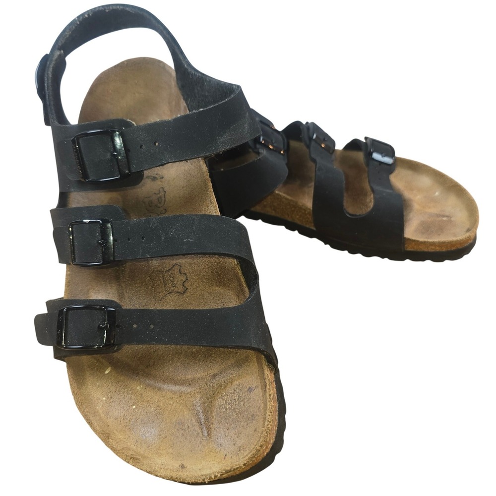 Birki's Birkenstock 265 Womens Mat Black Size 41 Mat Black Sandal Buckle Adjust